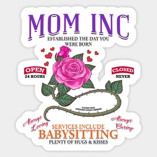 Mom Inc Services Include Babysitting Funny Mothers Day Novelty Gift Sticker